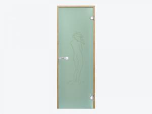 Дверь Harvia STG 8×19 коробка ольха, стекло зеленое «ФИГУРА»