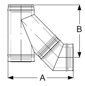 Тройник (45 градусов) и отвод 45 (градусов) в сборе (диаметр 130 мм)