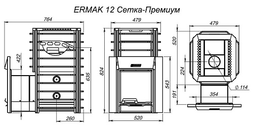 Ermak 12 Сетка-Премиум (сталь): печь для бани ERMAK & STOKER Ermak 12 Сетка-Премиум (сталь): печь для бани ERMAK & STOKER