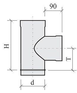 Тройник (d=120 мм, 90°, толщина=1 мм, нерж.)