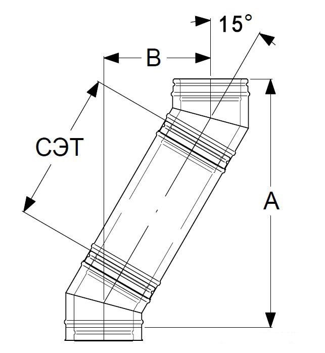 Отводы 15 (градусов) со стандартными элементами труб (955 мм) в сборе (диаметр 150 мм)