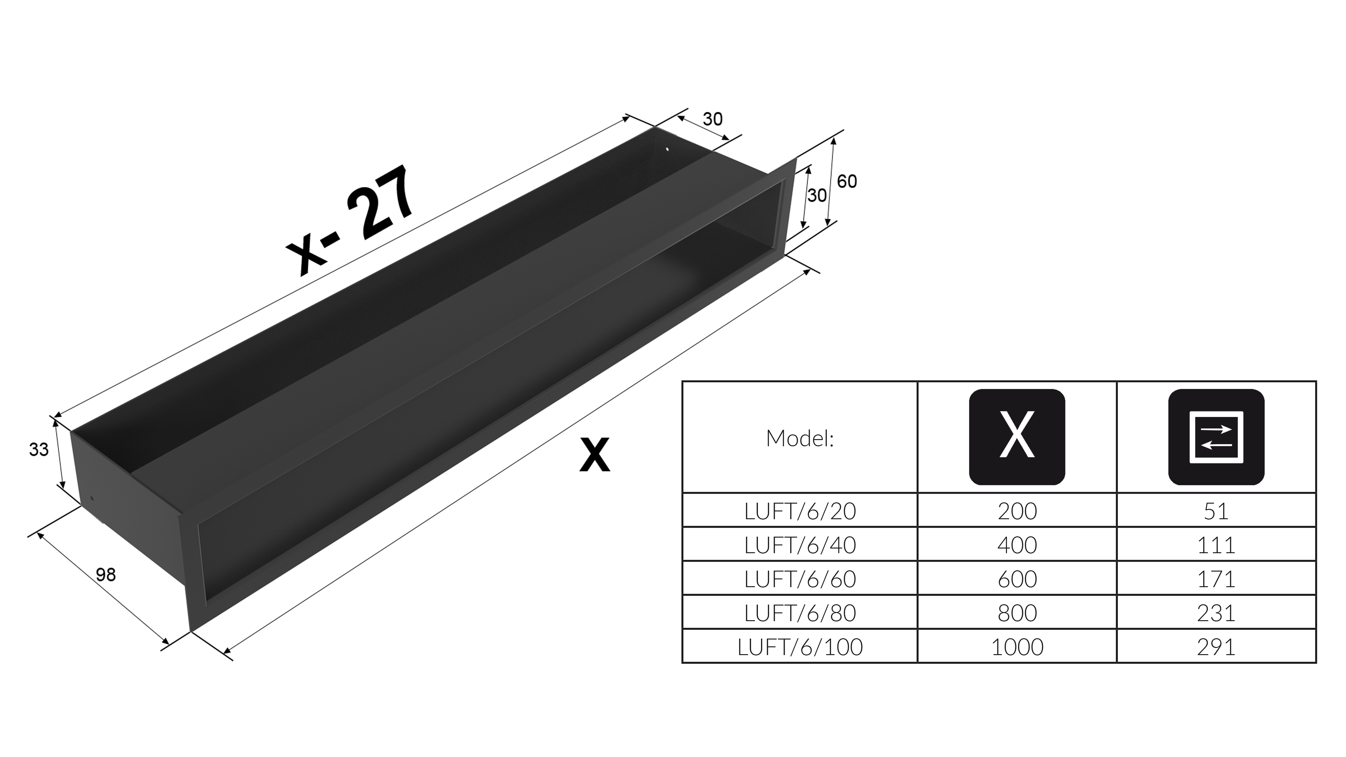 Люфт Белый LUFT/6/20/B (60x200мм)