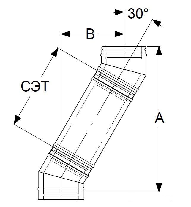 Отводы 30 (градусов) со стандартными элементами труб (455 мм) в сборе (диаметр 300 мм)