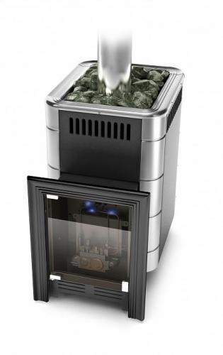 Уренгой-2 Inox (антрацит, нержавеющие вставки, БСЭ): газовая печь для бани TMF Уренгой-2 Inox (антрацит, нержавеющие вставки, БСЭ): газовая печь для бани TMF
