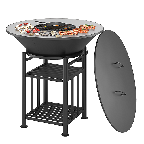 "FANTASTIC GRILL" Везувий Ø 1000 (чаша+подставка+плита+решетка чугунная"СТЕЙК" Ø 450мм+крышка)