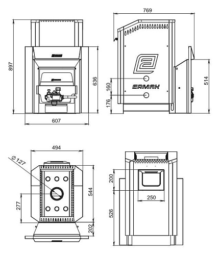 Уралочка 30 (газо-дровяная): печь для бани ERMAK & STOKER Уралочка 30 (газо-дровяная): печь для бани ERMAK & STOKER