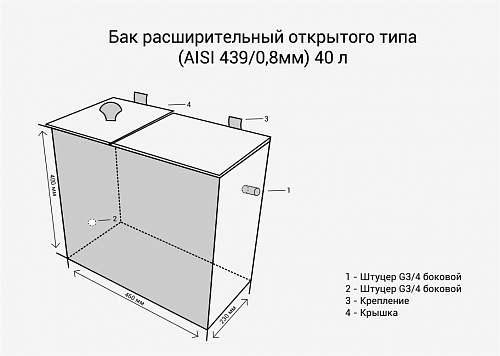 Бак расширительный открытого типа (439 0,8мм) 40л (Дымоходы / Везувий, )