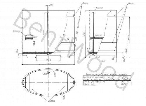 Овальная купель (0,69х1,31х1,20 м, лиственница натуральная)