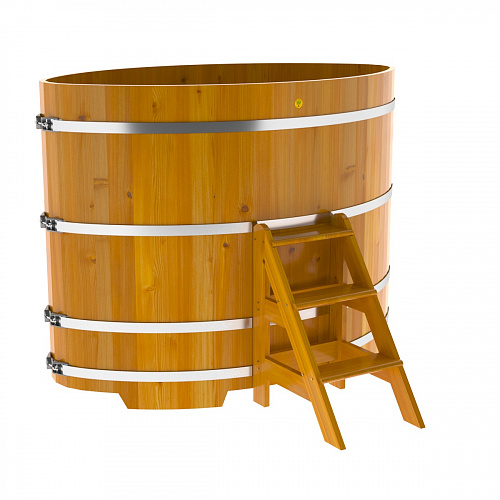 Купель овальная из лиственницы Рустик 1,12х1,83х1,4 натураньная