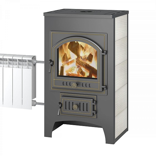 Печь-камин ПК-01 (205) с плитой и т/о (бежевый, 12 кВт, 200 м3) 