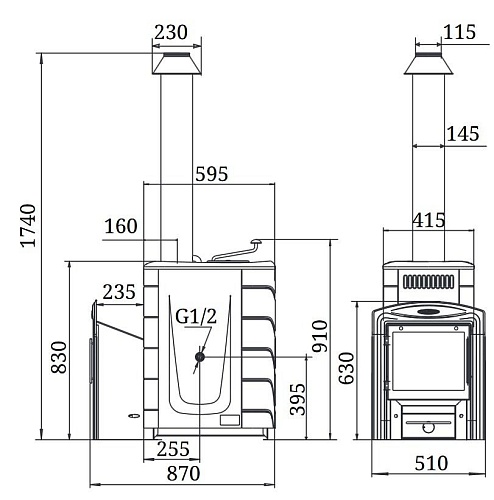 Скоропарка 2017 Inox Витра, Б, антрацит: печь для бани TMF