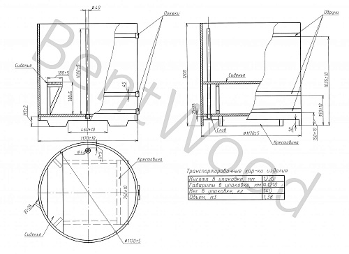 Круглая купель (d=1,17 м, h=1,2 м, лиственница натуральная)