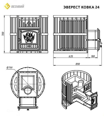 Эверест Ковка Чугун 24 (280): печь для бани Everest