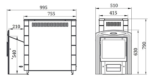 Аврора XXL Inox Витра, иллюминатор, антрацит, НВ: печь для бани TMF