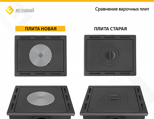 Печь-Камин ВЕЗУВИЙ ПК-01 (205) с плитой и т/о беж. 12 кВт (200 м3) Ø 150 мм 
