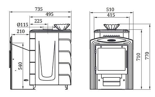 Гейзер Мини 2016 Inox Витра, ЗК, ТО, антрацит: печь для бани TMF