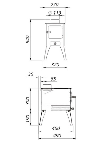 Печь «Stoker Cадовая 50 (стекло)» (с чугунной варочной поверхностью) (ERMAK & STOKER)