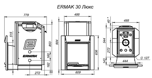 Ермак 30 Люкс (чугун): печь для бани ERMAK & STOKER Ермак 30 Люкс (чугун): печь для бани ERMAK & STOKER