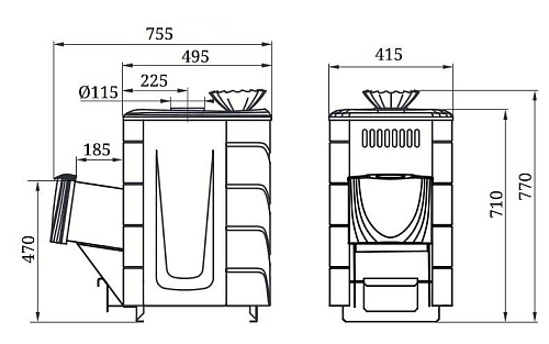 Гейзер Мини 2016 Inox, ДА, ЗК, терракота: печь для бани TMF