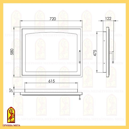 Дверь каминная ДК720-1А