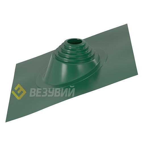 Кровельный проход "ВЕЗУВИЙ" №17 (д.75-200мм, 455х455мм) угл, силикон, Зеленый , 