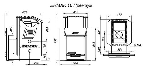 Ermak 16 Премиум (чугун): печь для бани ERMAK & STOKER