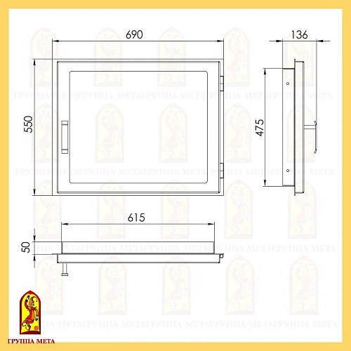 Дверь каминная ДК690-1С