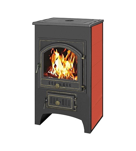 Печь-камин ПК-01 (205) с плитой (красный, 12 кВт, 200 м3) 