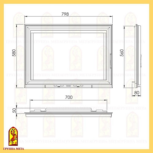 Дверь каминная КАМИЛЛА 800 (ДК800-1С)