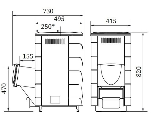 Тунгуска 2017 Inox, ДН, ТО, антрацит: печь для бани TMF