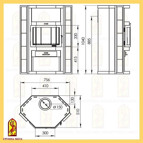 Печь-камин ПЕЧОРА 