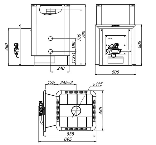 Уралочка 20-Н (газо-дровяная): печь для бани ERMAK & STOKER
