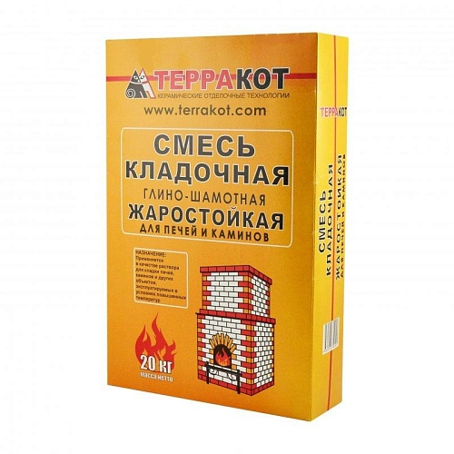 Глина шамотная огнеупорная (20 кг, смесь кладочная Терракот) Глина шамотная огнеупорная (20 кг, смесь кладочная Терракот)