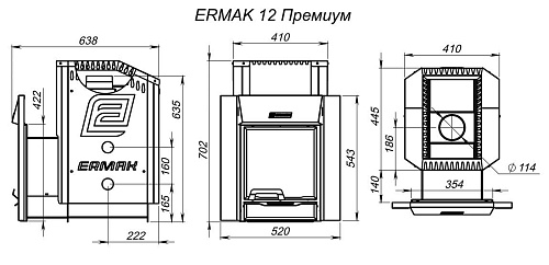 Ermak 12 Премиум (чугун): печь для бани ERMAK & STOKER